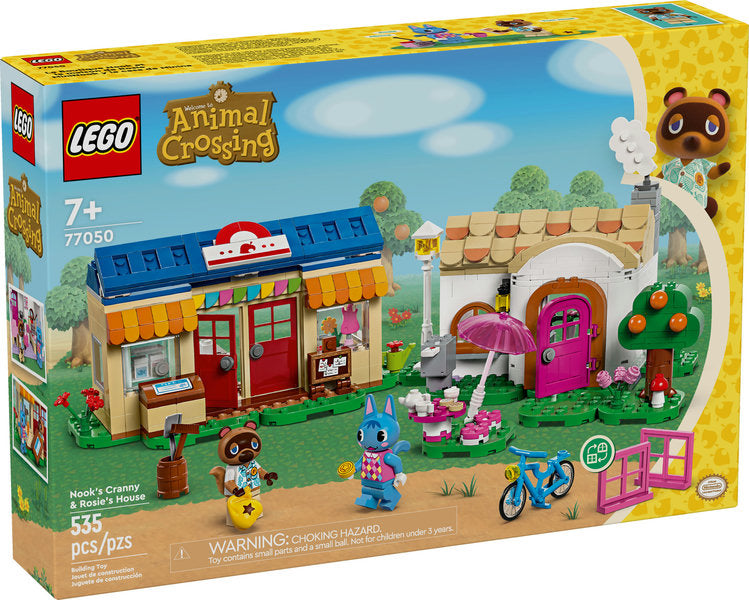 Animal Crossing Nook's Cranny & Rosie's House buildable set with minifigures, accessories, and iconic game elements.