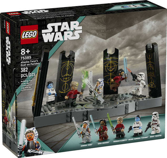 LEGO Star Wars Ahsoka Tano's Duel on Peridea buildable set with minifigures and spinning battle platform.