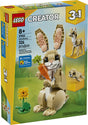 LEGO Creator Cute Bunny set featuring a posable bunny with sunflower and carrot, plus llama and seal builds.