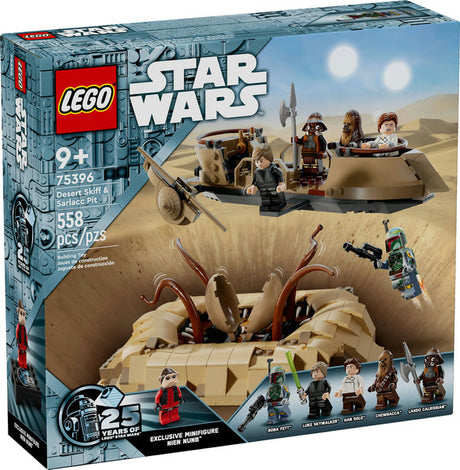 LEGO Star Wars Desert Skiff & Sarlacc Pit playset with minifigures and detailed desert skiff and Sarlacc features.