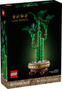 LEGO Botanicals Lucky Bamboo set with three green bamboo stems, pebbles, and wood-effect pot decor.