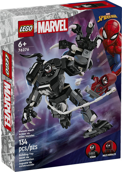 Super Heroes Marvel Venom Mech Armor vs Miles Morales LEGO set with buildable mech and minifigures for ages 6+