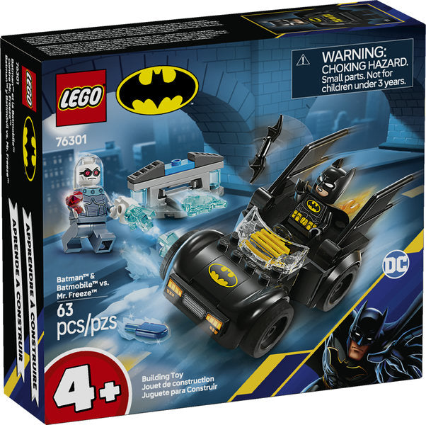 Super Heroes DC Batman & Batmobile vs Mr. Freeze LEGO set with minifigures and buildable Batmobile for ages 4+