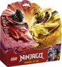 Ninjago Dragon Spinjitzu Battle Pack with Arin and Ras minifigures and two dragon spinner toys in battle arena packaging.