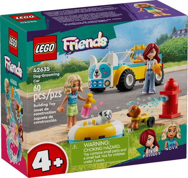 LEGO Friends Dog-Grooming Car set with figures Paisley and Nova washing pups Pickle and Juno in a bath playset