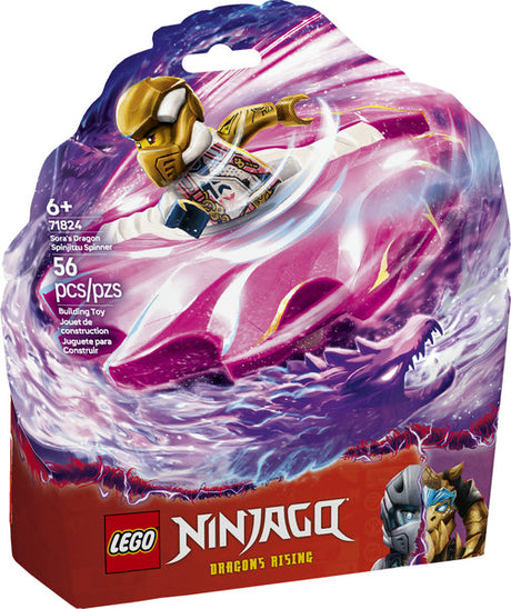 Ninjago Sora's Dragon Spinjitzu Spinner LEGO set with Sora minifigure and spinning dragon for kids 6+ building toy.