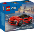 LEGO City Red Sports Car toy with sleek design, tinted cockpit, and cool rims for kids ages 5 and up.