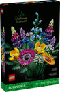 LEGO Botanicals Wildflower Bouquet featuring colorful intricate wildflowers on adjustable stems in a black vase for home decor.