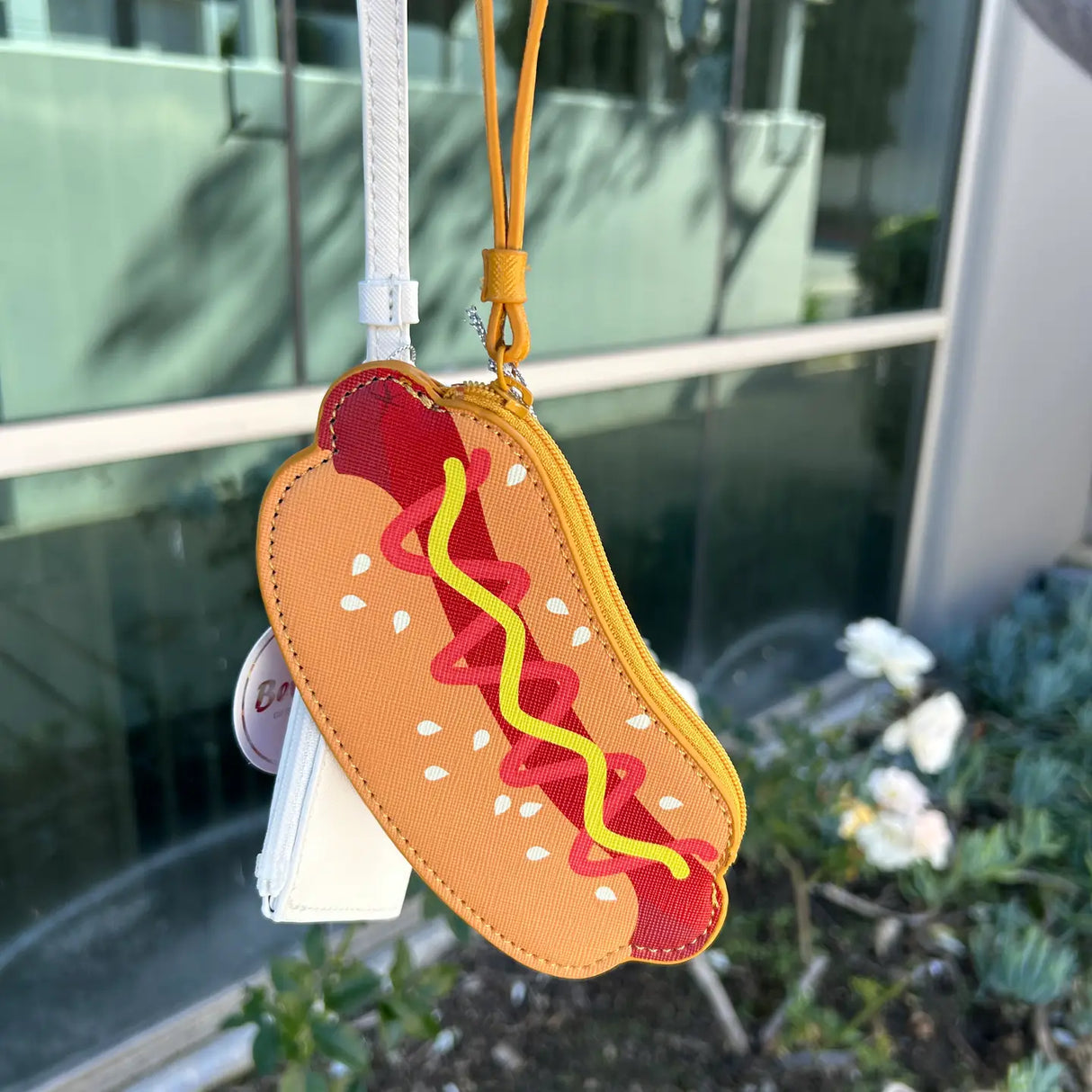 Wristlet | Hot Dog shaped wristlet with zipper, fits standard cards, perfect for grab-n-go use.