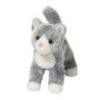 Gray Cat Scatter plush toy with soft gray and white fur, pink nose, and green eyes in playful standing pose.