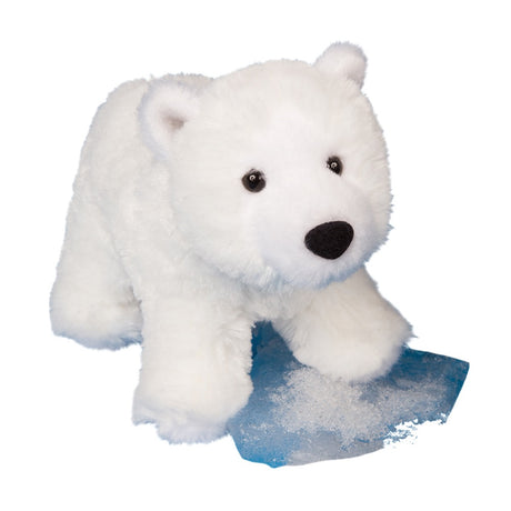 Polar Bear Whitey plush toy with soft white fur, black eyes, and a fuzzy nose, perfect for cuddling and adventure.