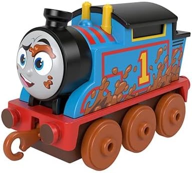 Thomas & Friends Diecast Train in blue with expressive face and red wheels, perfect for kids' imaginative railway play.