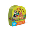 12pc Flower Power Puzzle box showing pandas, giraffes, and kangaroos gardening in a colorful outdoor scene.