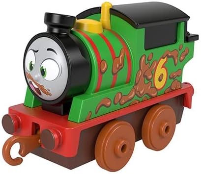 Thomas & Friends Diecast Train featuring a green engine with the number 6, designed for kids to push along tracks.