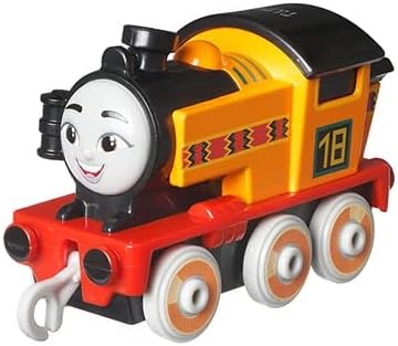 Thomas & Friends Diecast Train toy with a cheerful face, bright colors, and detailed wheels for kids to push along tracks.