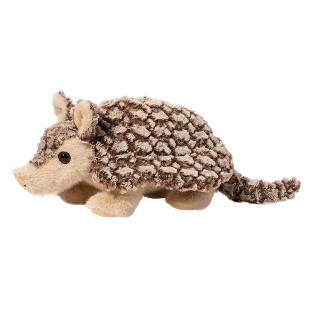Armadillo Austin plush toy with textured soft fur, amber eyes, detailed snout, and small tail, perfect for kids and collectors.