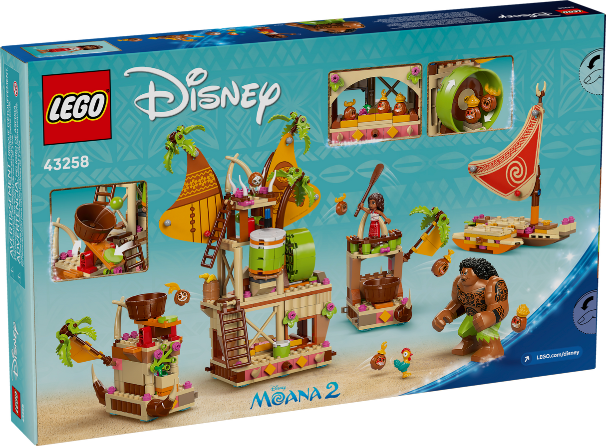 LEGO Disney Moana 2 Kakamora Barge building set with characters, ship, catapult, and zipline for imaginative play