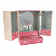 Jewelry Box | Enchanted Wardrobe with ballerina figurine, mirror, three drawers, and pink decorative design.
