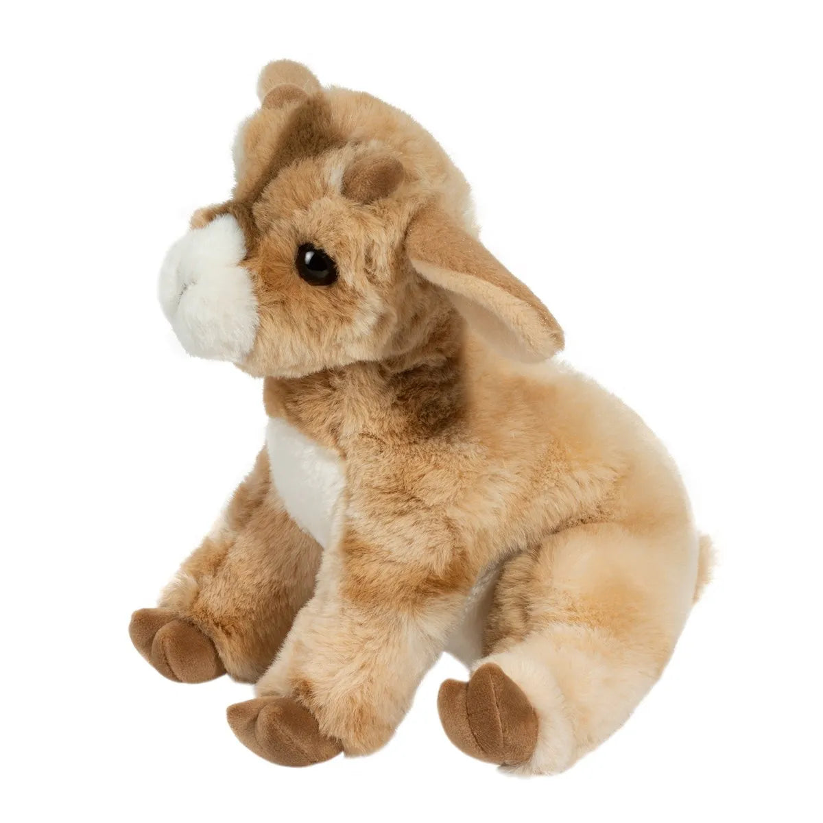 Goat Dandie plush toy with soft fur, stitched face, tiny horns, and cloven hooves, perfect for cuddling and play.