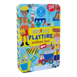 Magnetic Playtime | Construction tin with colorful builder magnets, trucks, and play scenes for creative fun on the go.