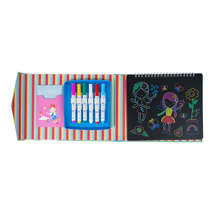 Chalkboard Sketchbook | Rainbow Fairy with chalk pens, wipeable pages, colorful fairy and rainbow illustrations.