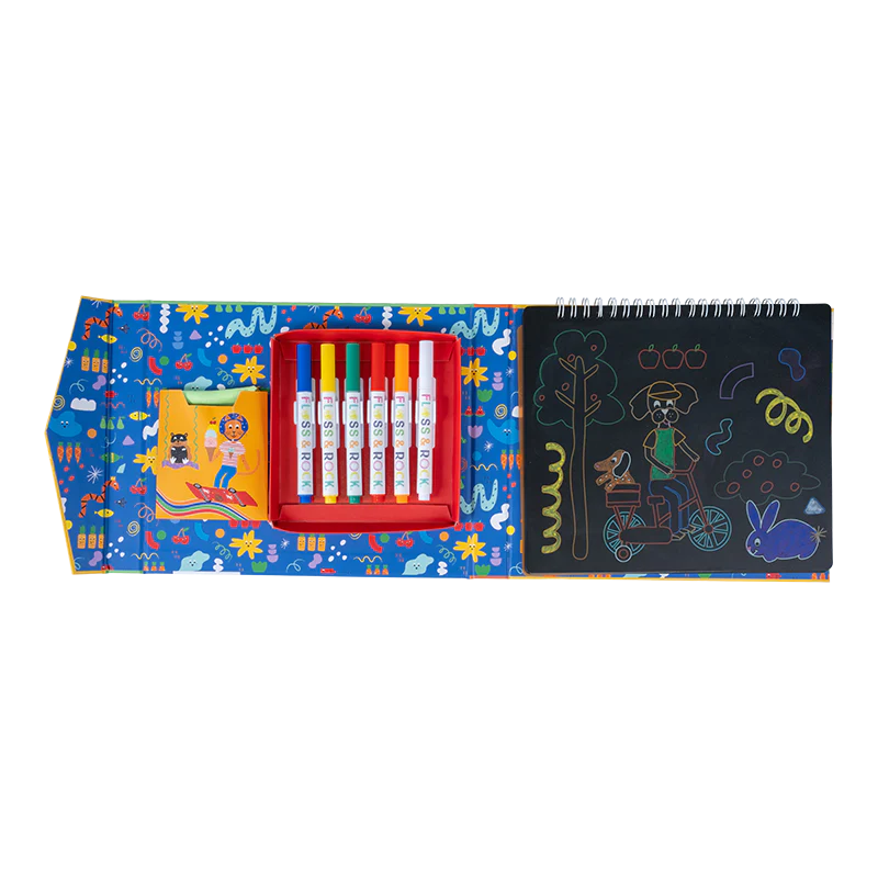 Chalkboard Sketchbook | Pets open with colorful chalk pens and pet-themed drawings on wipeable pages.