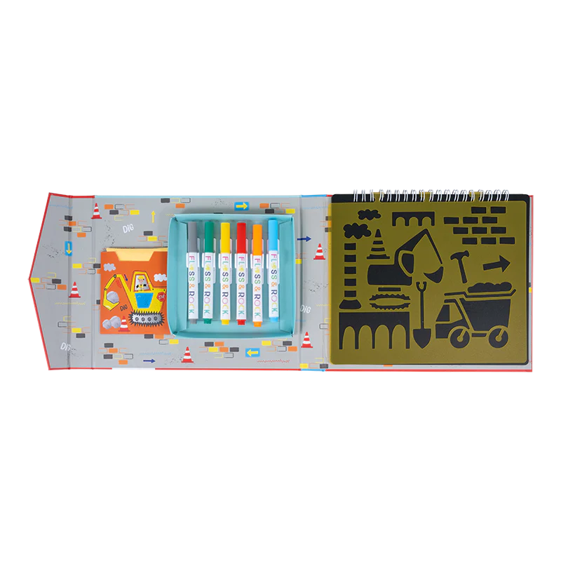 Chalkboard Sketchbook | Construction with chalk pens, stencil sheet, and wipeable pages for creative construction fun.