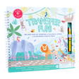 Transfer Fun | Jungle spiral book with 150+ dino transfers, colorful jungle scenes, doodle pages, and pencil for creative play.