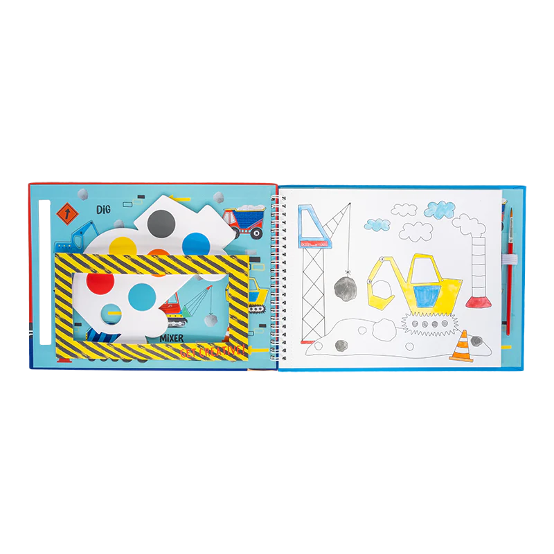 My Paint Pad | Construction with truck-shaped paint palettes, tear-out pictures, and brush for painting on the go.