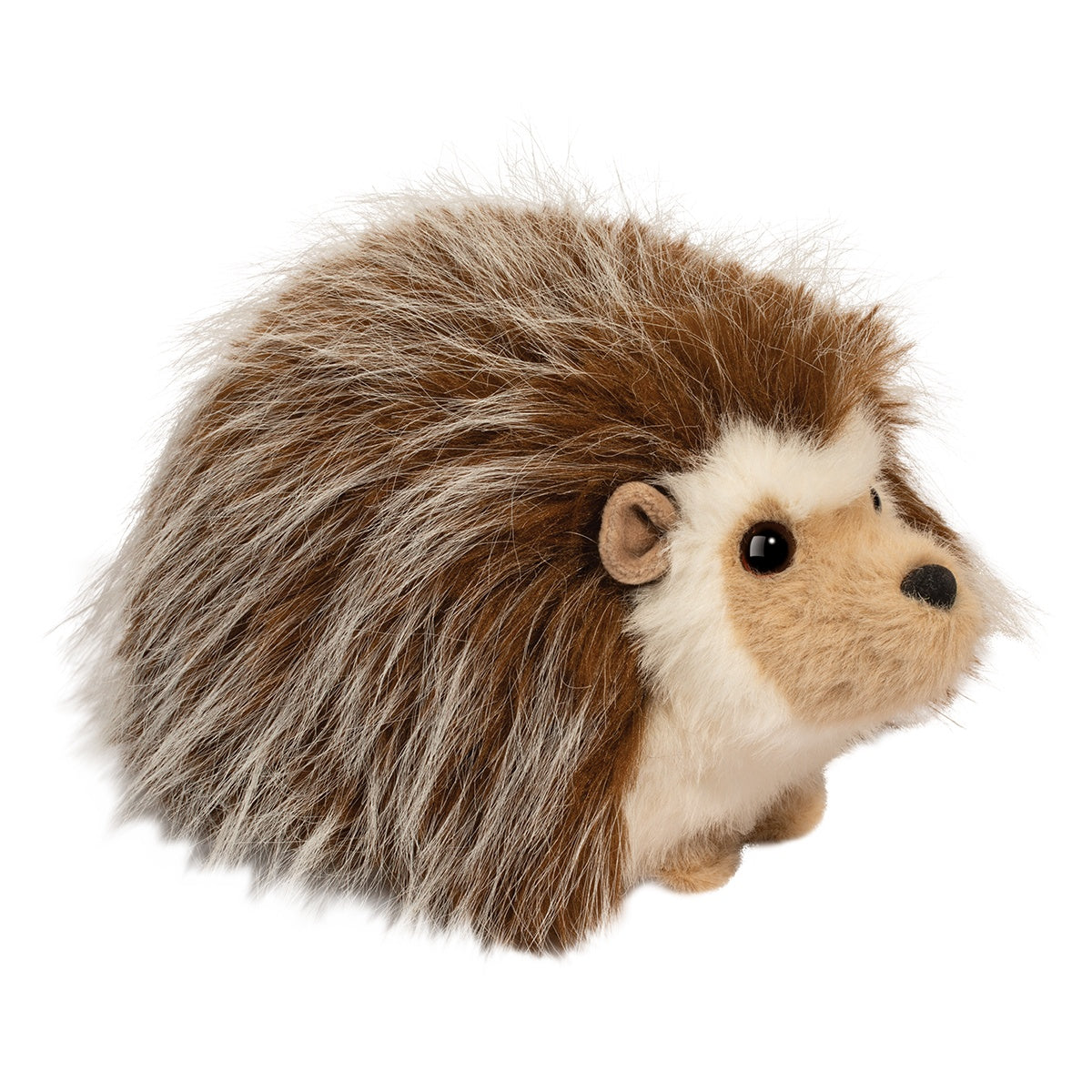 Hedgehog Bristle medium stuffed animal with soft plush fur, creamy tipped bristles, black eyes, and velvet ears.
