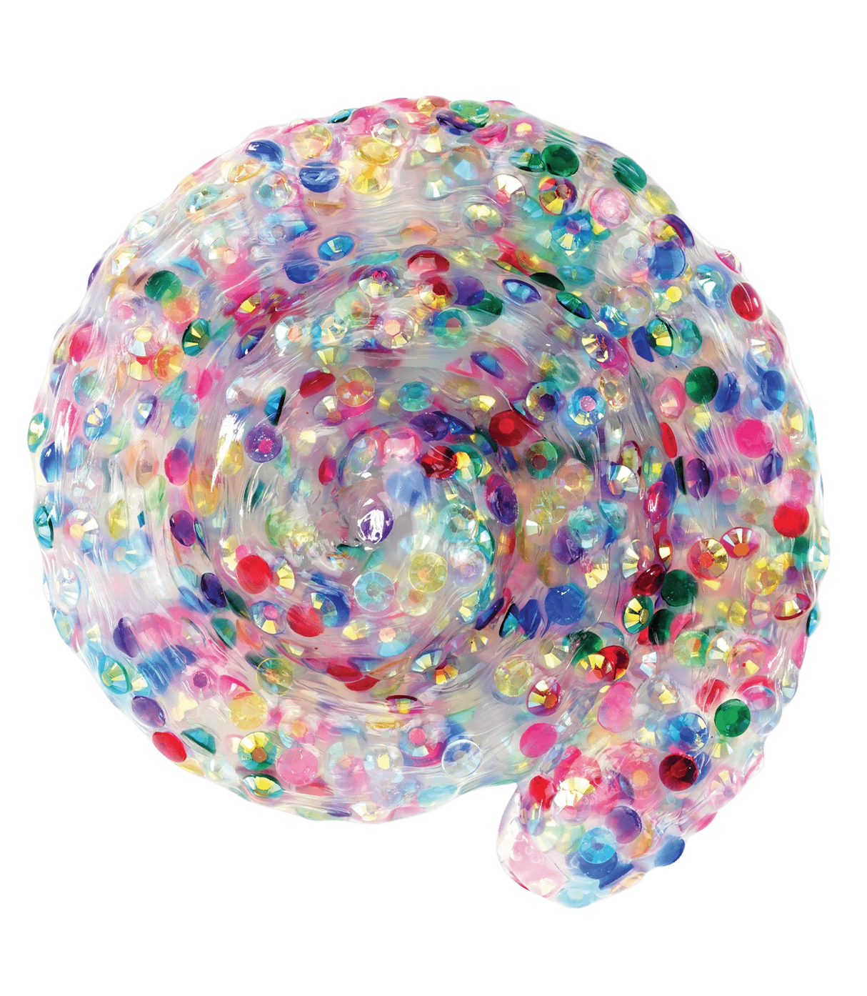 Trendsetters Birthstone Thinking Putty is a colorful, translucent putty with embedded multicolored glitter dots.