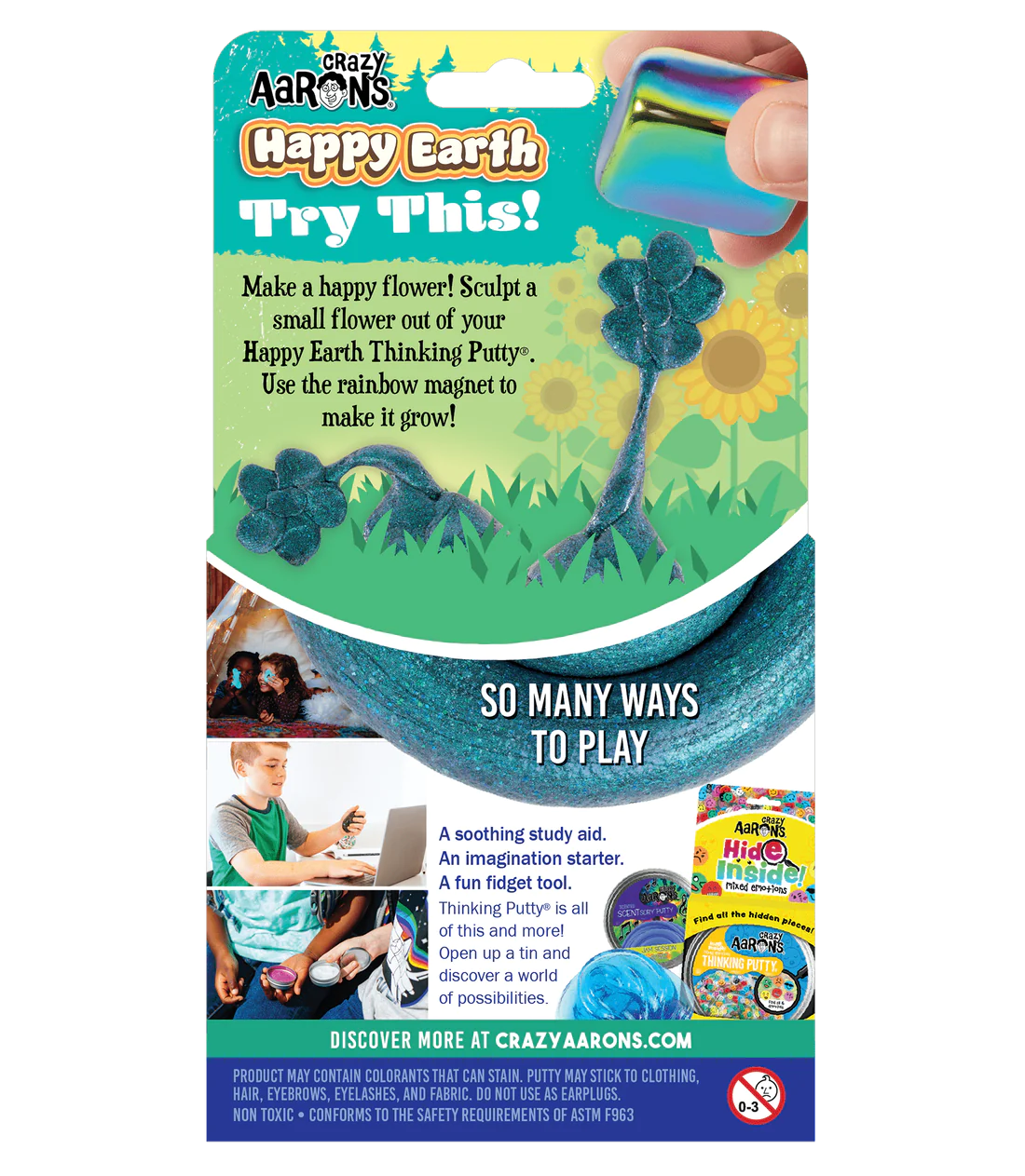 Magnetic Storms Earth Thinking Putty packaging showing blue putty and rainbow magnet for creative play.