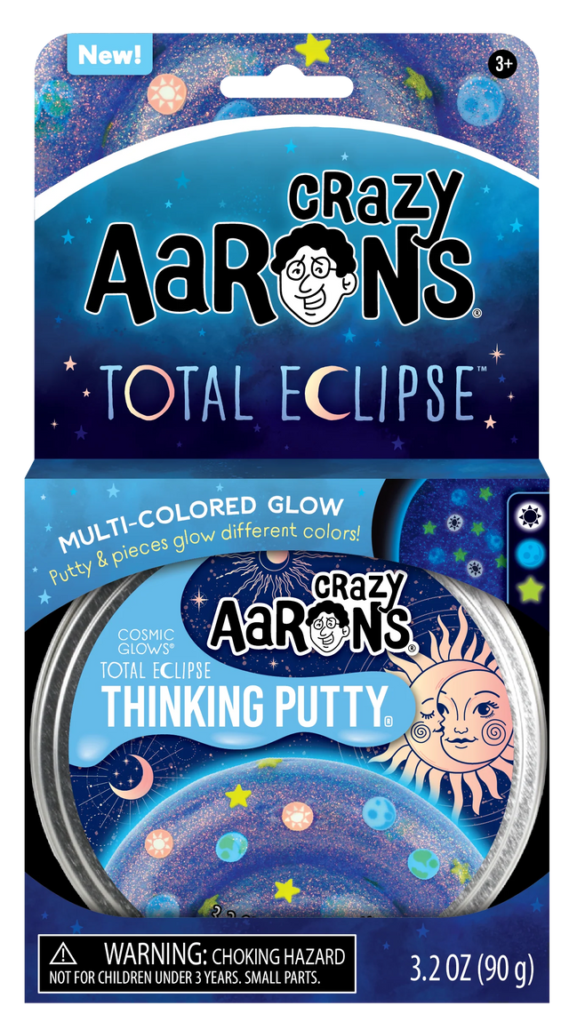 Cosmic Glows Total Eclipse Thinking Putty multi-colored glow putty in collectible space-themed packaging