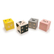 Cubelings Farm Blocks showing chick, cow, pig, and donkey animal faces on colorful wooden cubes.