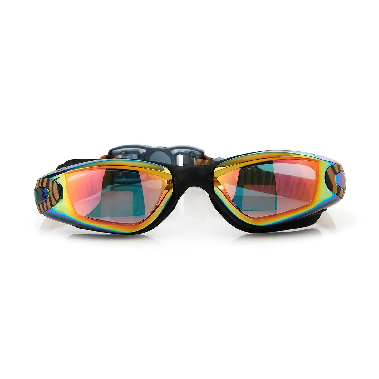 Goggles Tiger Shark with iridescent lenses and black silicone frame, designed for children aged five and up.