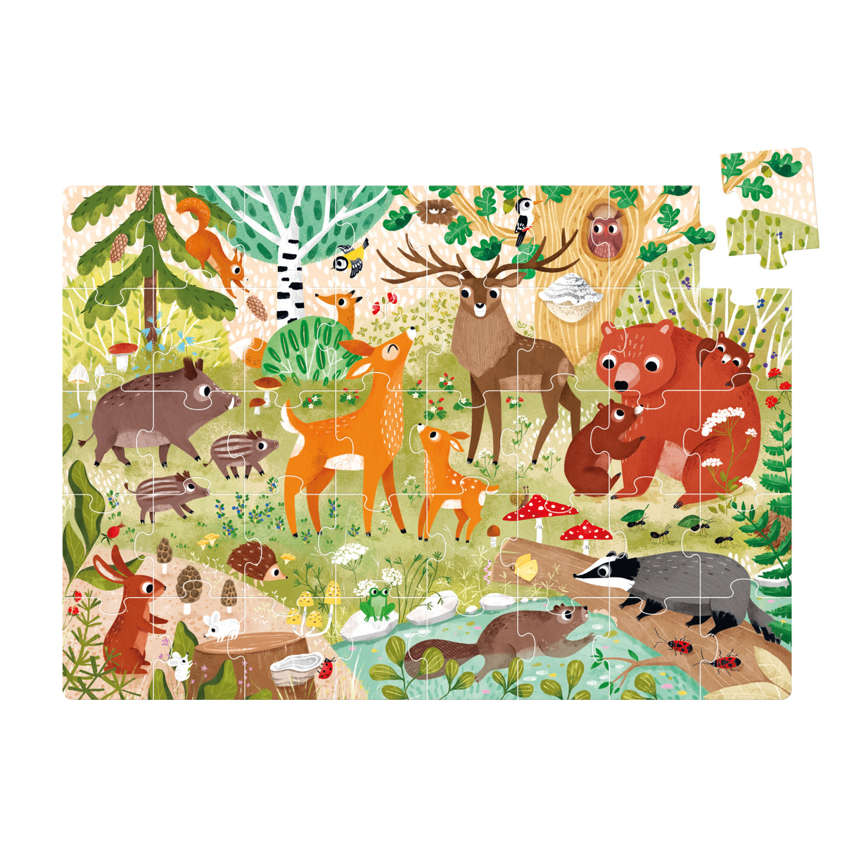 40pc Forest Animals Wild Jumbo Puzzle showing various forest animals and plants in a colorful children’s puzzle scene.