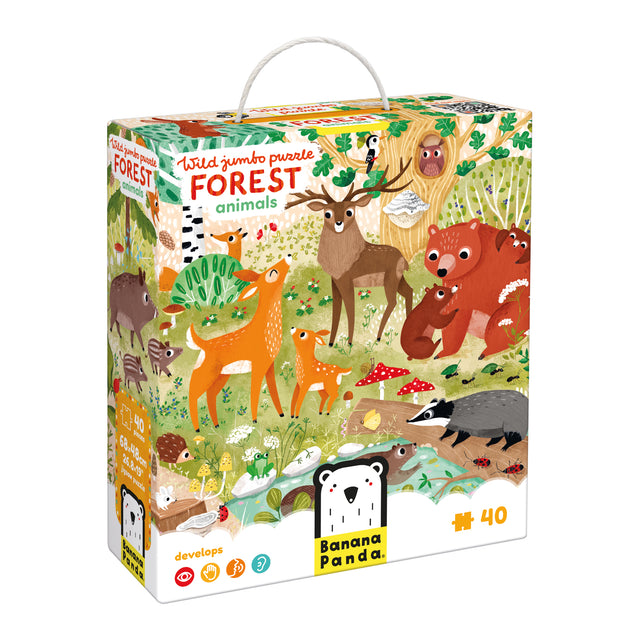 40pc Forest Animals Wild Jumbo Puzzle box with colorful illustrations of forest animals including deer, bear, and badger.
