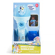 Bluey Dance Bubble & Sing Mic with lights and bubbles, includes bubble solution and is voice-activated for kids 3 and up.