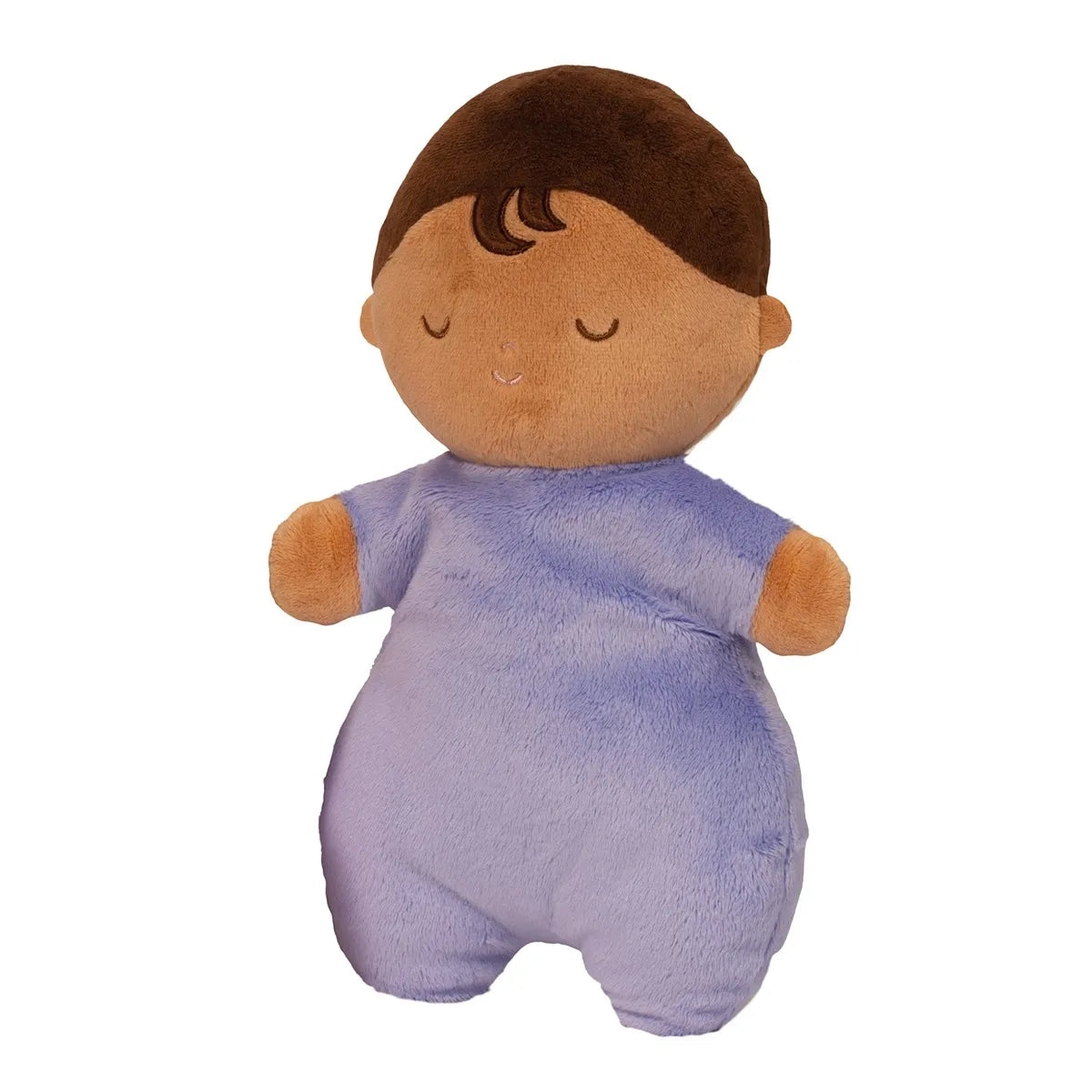 Baby Butterfly Hug plush doll in soft indigo with closed eyes and brown hair, perfect for all ages.