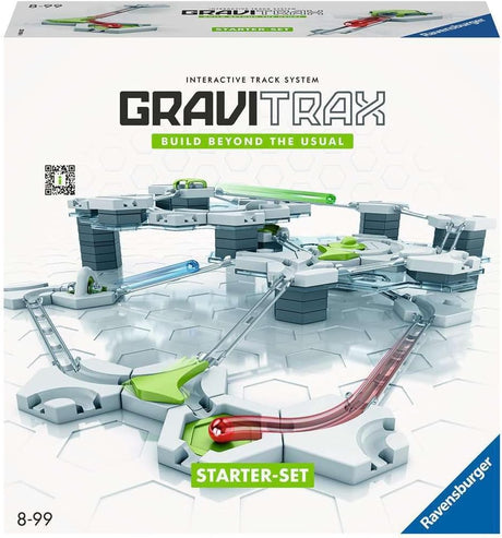 GraviTrax Starter Set with interactive marble track, magnetic cannon, curves, and buildable STEM fun for ages 8 to 99.