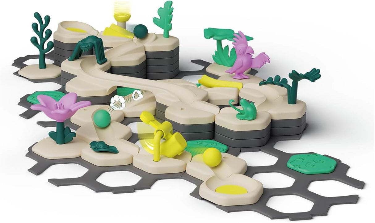 GraviTrax Junior: My Jungle Starter Set with interactive jungle-themed marble track and colorful elements for kids ages 3 to 7.