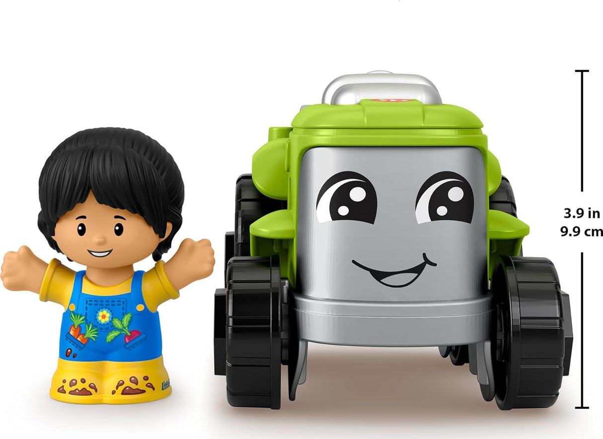 Little People Tractor toy with smiling face and farmer figure, perfect for toddlers 1+ to enjoy imaginative play.