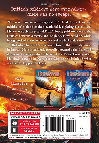 I Survived the American Revolution, 1776 #15 book cover showing a dramatic Revolutionary War battlefield scene.