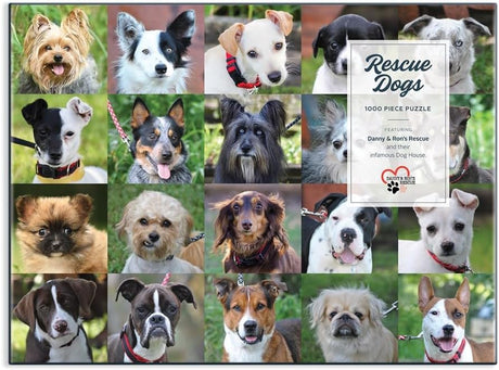 1000pc Rescue Dogs Puzzle featuring 20 photos of rescued dogs from Danny & Ron's inspiring rescue mission.