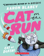 Cover of Cat on the Run #1: Cat of Death showing a scared cat running with missiles in the background.