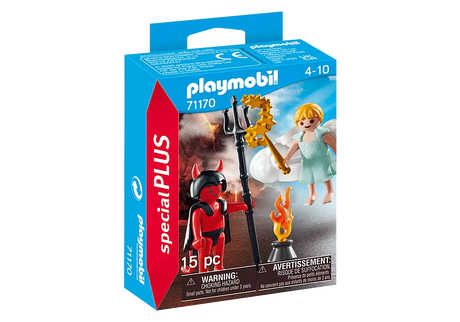 Special Plus | Little Angel & Devil toy set with angel on cloud and devil by fire for ages 4 to 10.