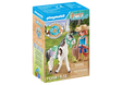 Playmobil Horses of Waterfall Feeding Time with Ellie & Sawdust set featuring horse and rider in western gear.
