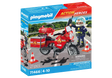 Action Heroes | Fire Motorcycle toy set includes firefighter figure, red motorcycle, fire extinguisher, and traffic cones for role play.