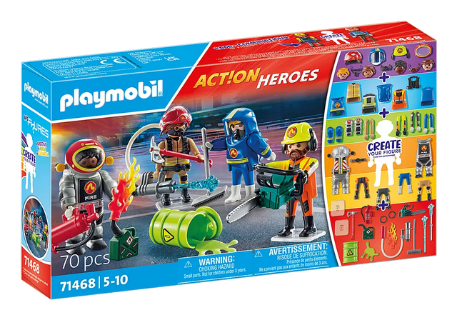 Action Heroes | My Figures: Fire Rescue set with customizable firefighters, removable gear, and rescue accessories for creative play.