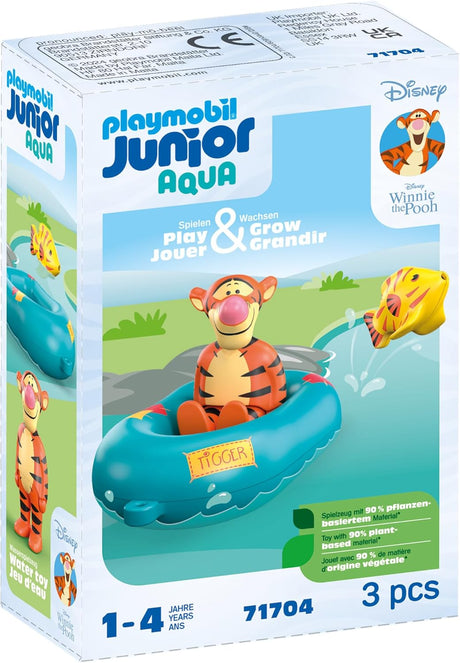 Junior Tigger's Boat Ride with Tigger in inflatable boat and playful floating tiger fish water toy for toddlers.
